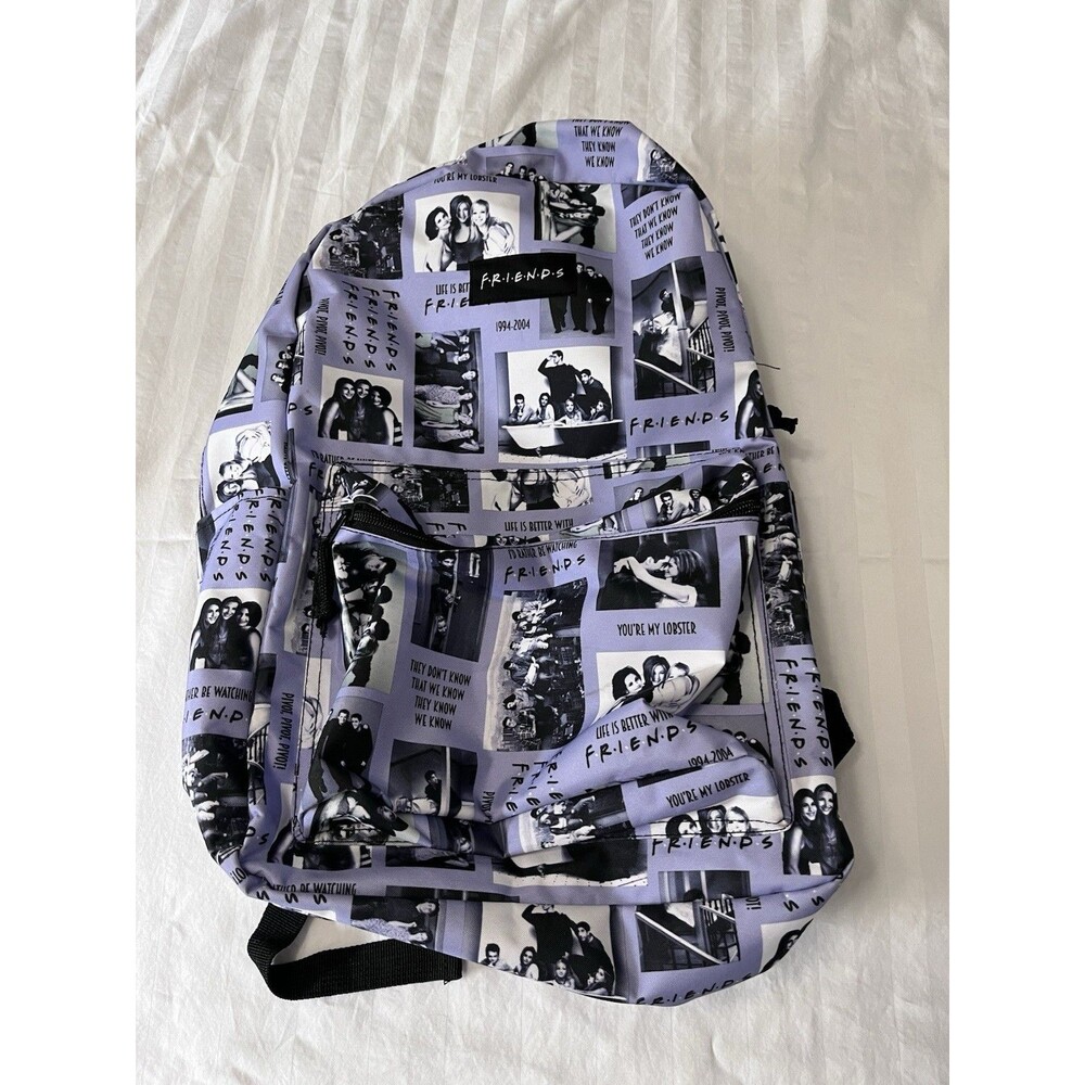 Friends TV Show Purple Backpack Photo Collage Youre My Lobster Pivot Bookbag 17"